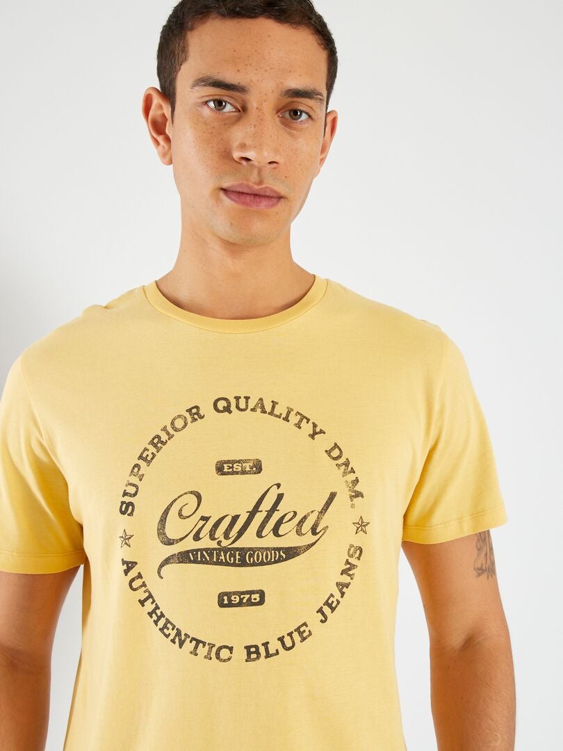 T-shirt 'Produkt' en coton imprimé Jaune - Kiabi
