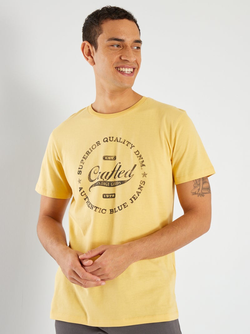 T-shirt 'Produkt' en coton imprimé Jaune - Kiabi