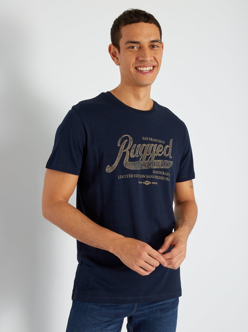 T-shirt 'Produkt' en coton imprimé Marine - Kiabi