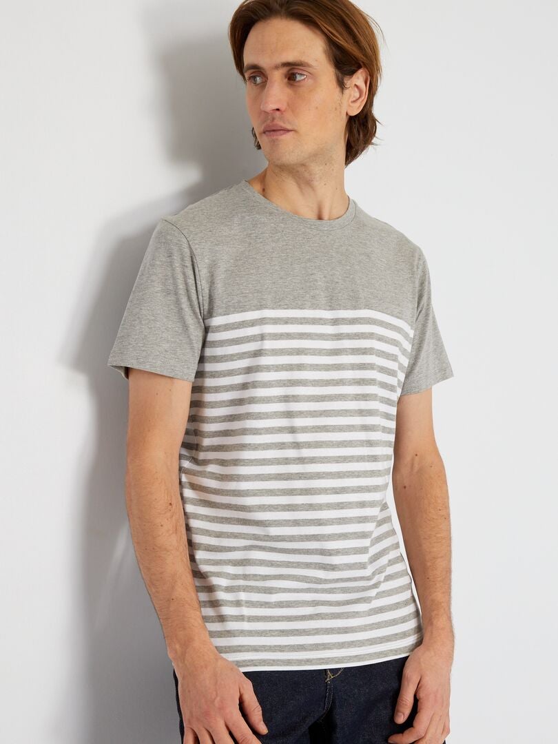 T-shirt 'Produkt' en jersey à rayures Gris - Kiabi