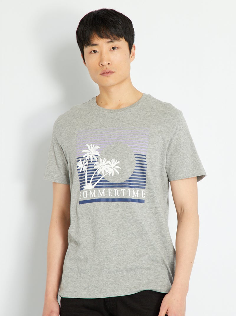 T-shirt 'Produkt ' en jersey avec imprimé gris chiné - Kiabi