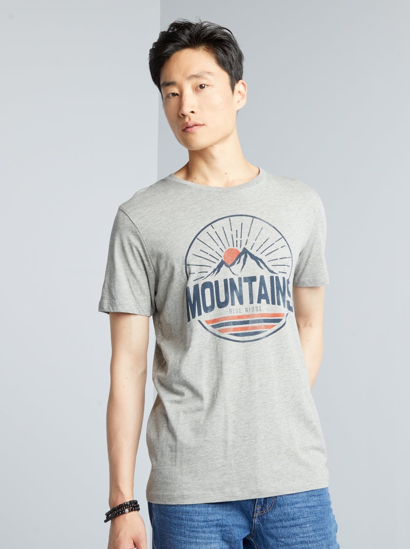 T-shirt 'Produkt' en jersey gris chiné - Kiabi