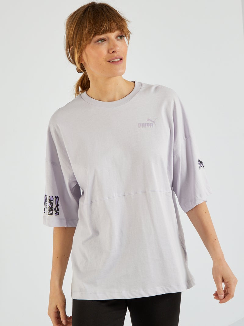 T-shirt 'Puma' à col rond Lavande - Kiabi