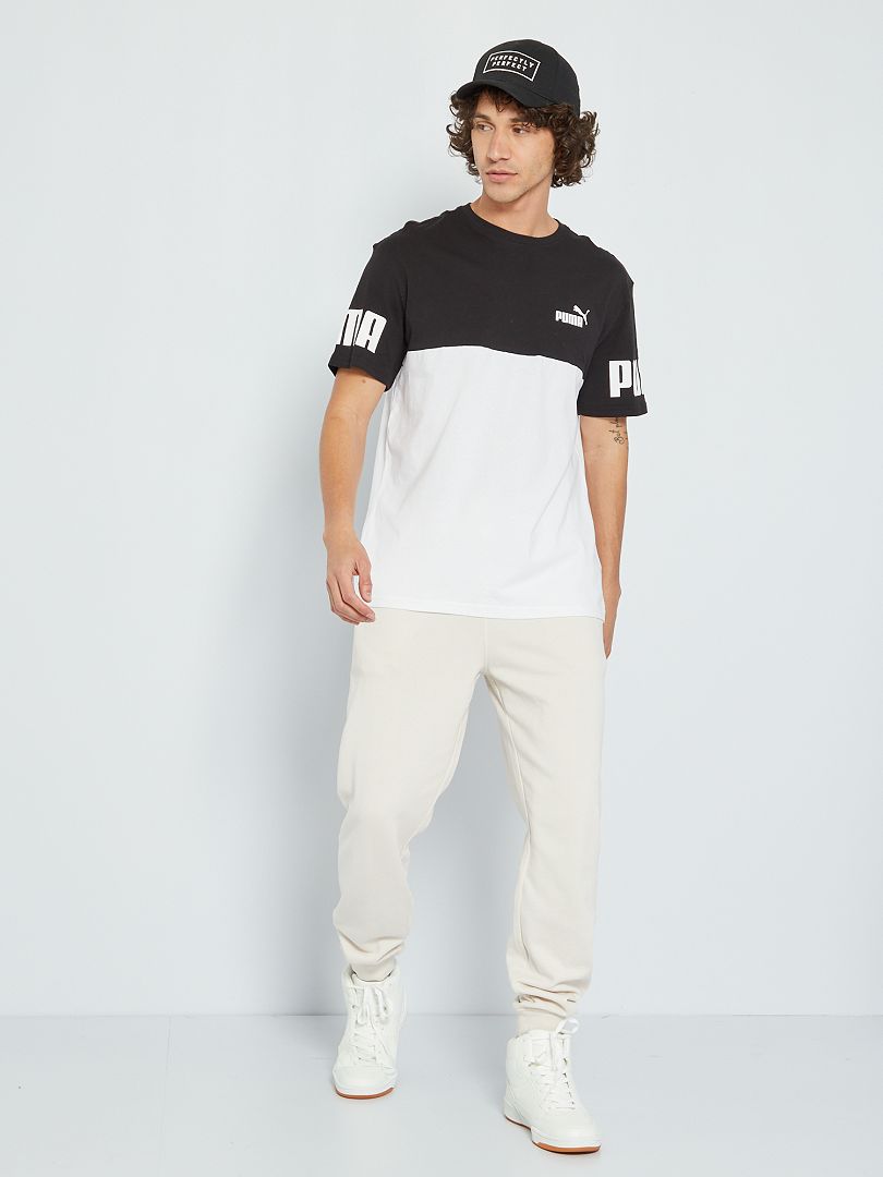 T-shirt 'Puma' style 'color-block' noir/blanc - Kiabi