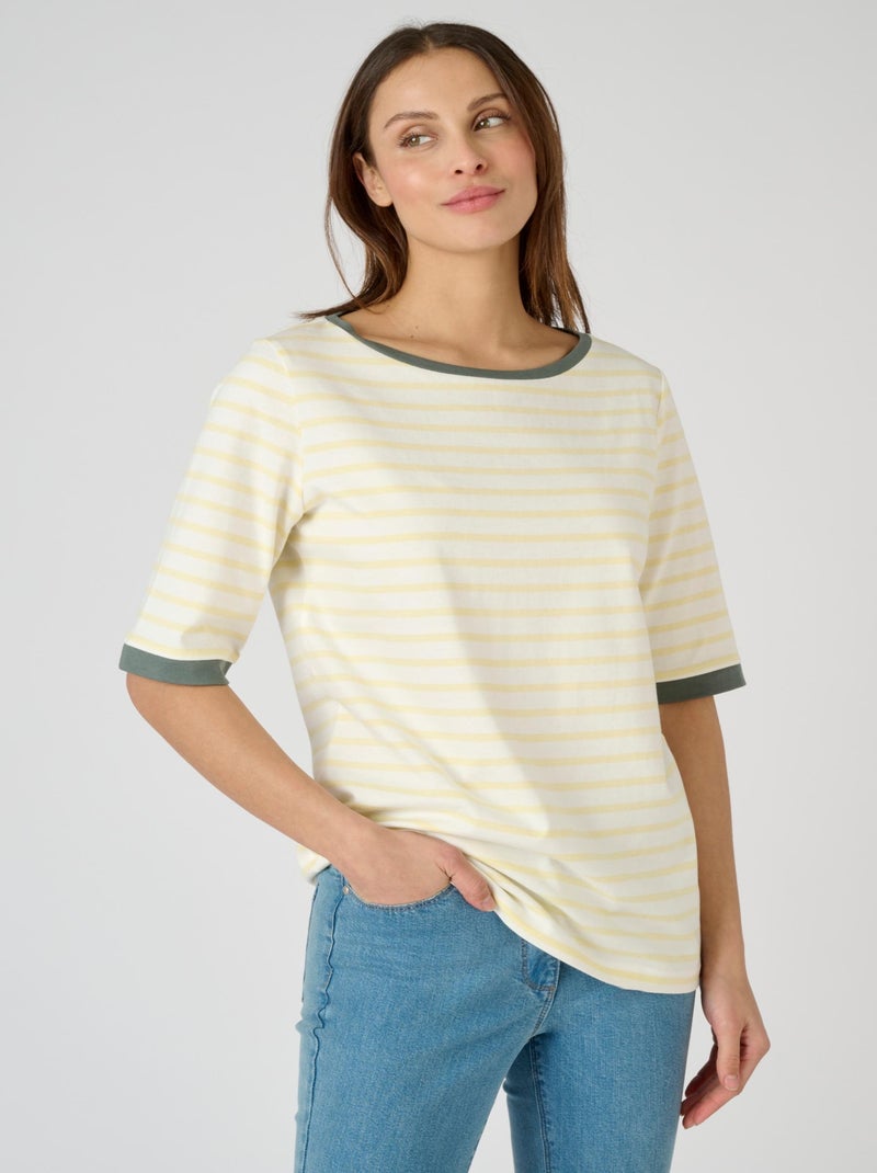 T-shirt pur coton - Damart Jaune - Kiabi