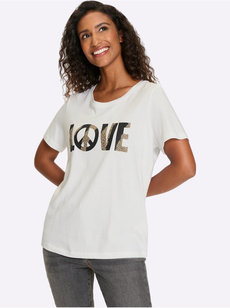 T-shirt Pur Coton - Taille Standard - Helline Blanc - Kiabi