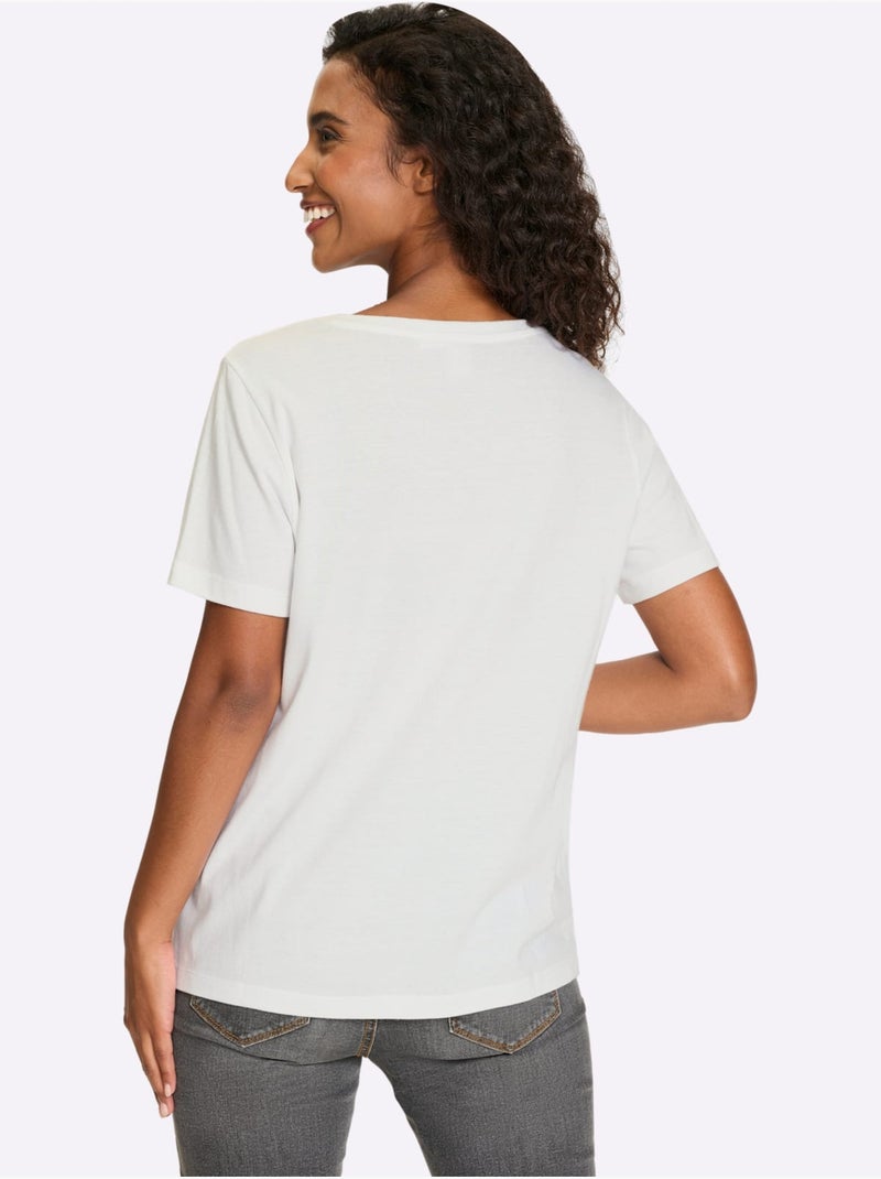 T-shirt Pur Coton - Taille Standard - Helline Blanc - Kiabi