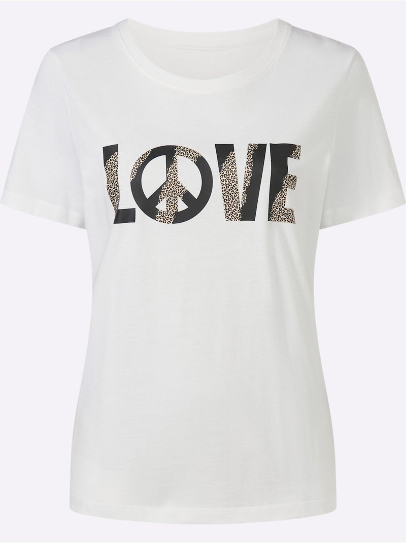 T-shirt Pur Coton - Taille Standard - Helline Blanc - Kiabi