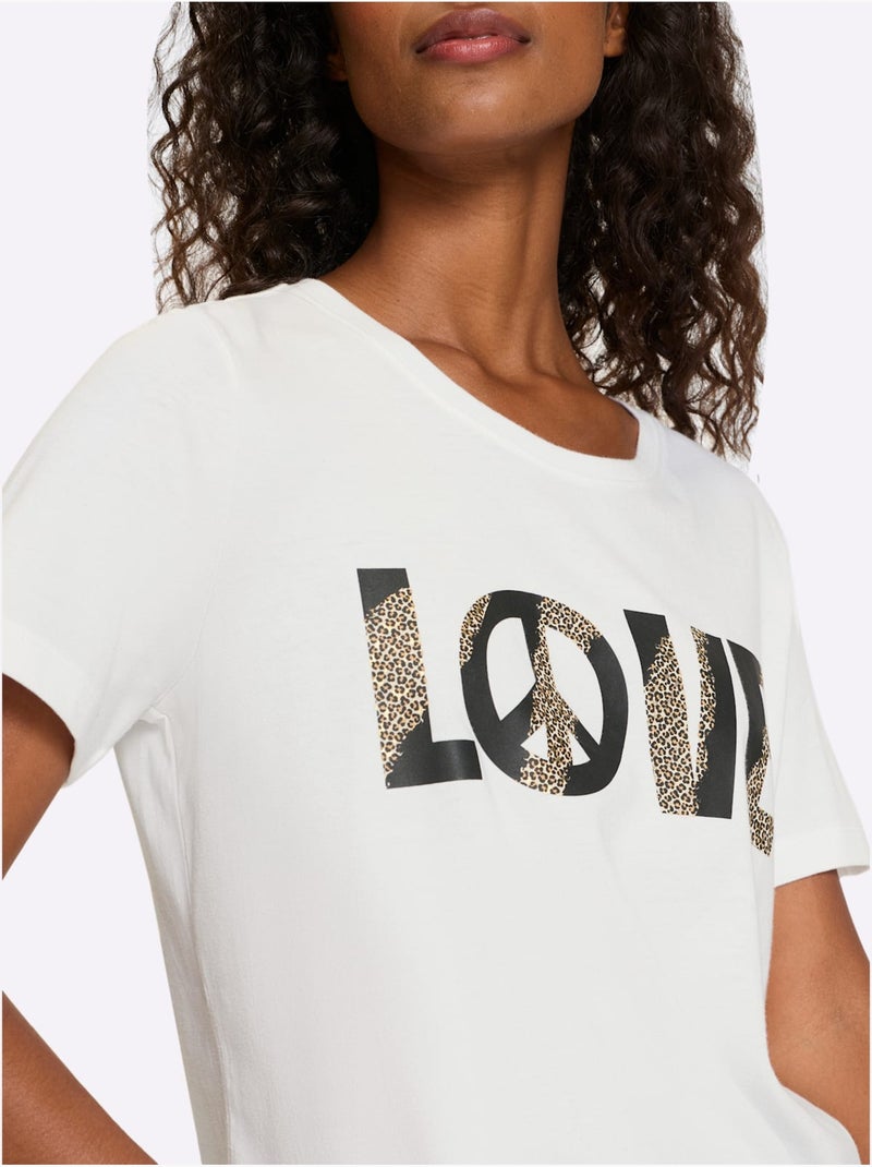 T-shirt Pur Coton - Taille Standard - Helline Blanc - Kiabi