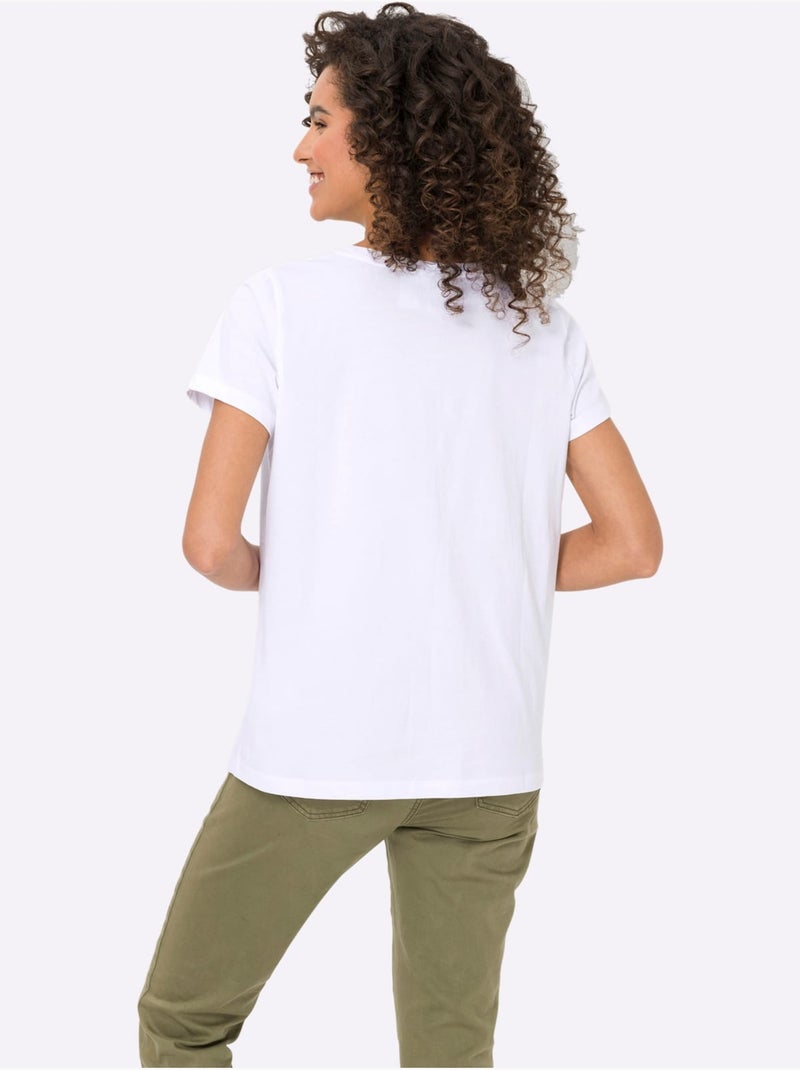 T-shirt Pur Coton - Taille Standard - Helline Blanc - Kiabi