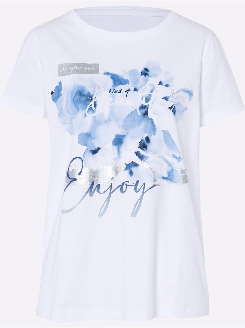 T-shirt Pur Coton - Taille Standard - Helline Blanc - Kiabi