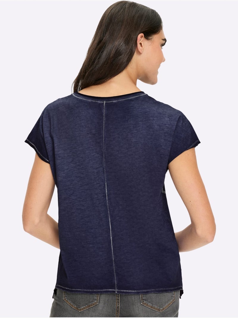T-shirt Pur Coton - Taille Standard - Helline Bleu marine - Kiabi