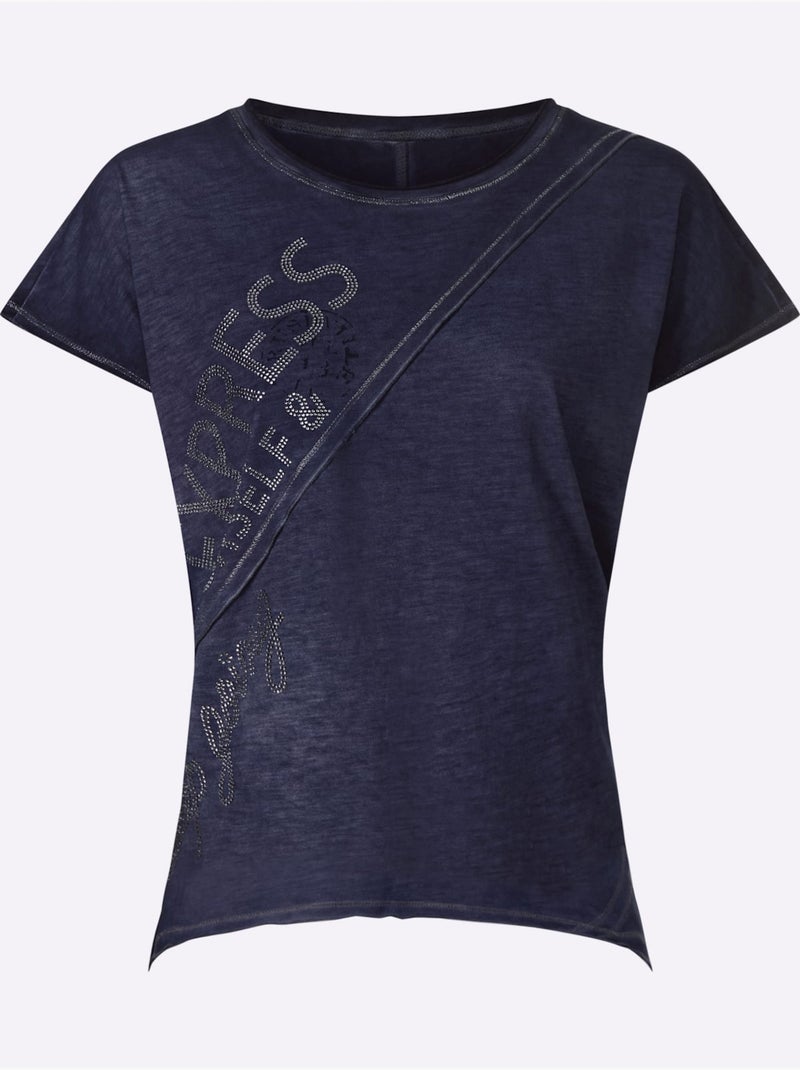 T-shirt Pur Coton - Taille Standard - Helline Bleu marine - Kiabi