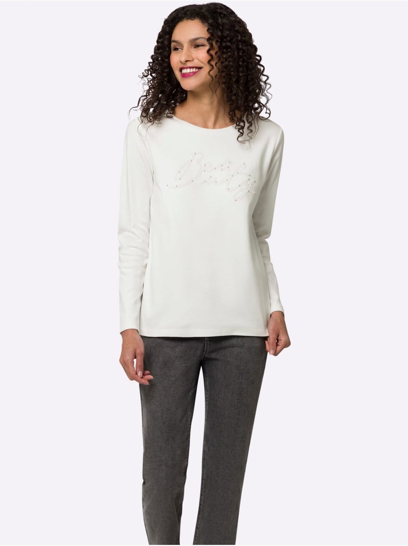 T-shirt Pur Coton - Taille Standard - helline Ecru - Kiabi