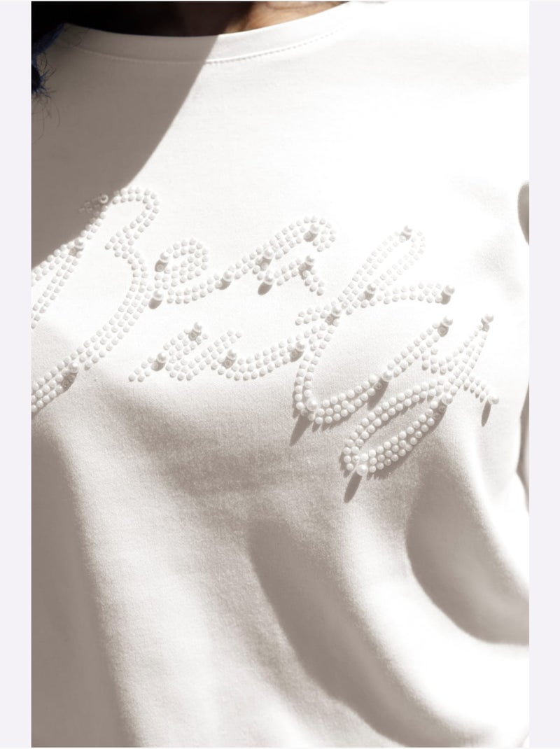 T-shirt Pur Coton - Taille Standard - helline Ecru - Kiabi