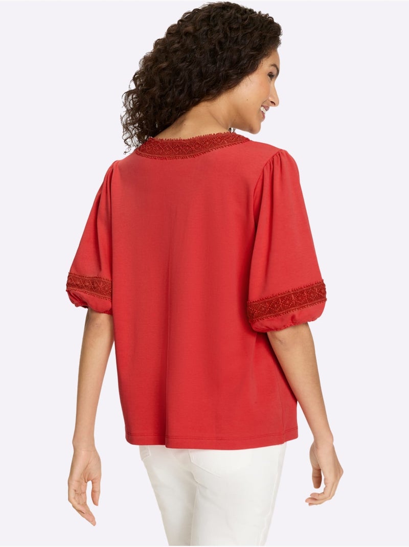 T-shirt Pur Coton - Taille Standard - Helline Rouge - Kiabi
