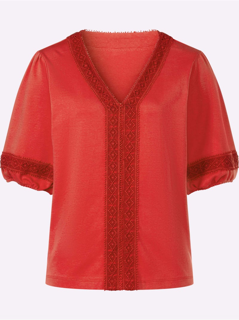 T-shirt Pur Coton - Taille Standard - Helline Rouge - Kiabi