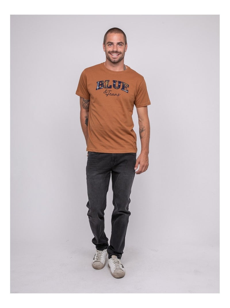 T-shirt pur coton à motif JACKHORN Marron caramel - Kiabi