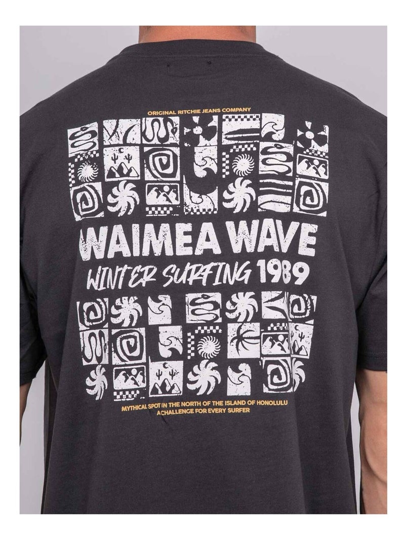 T-shirt pur coton à motif JARGNOL Gris - Kiabi