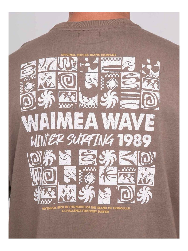 T-shirt pur coton à motif JARGNOL Marron - Kiabi