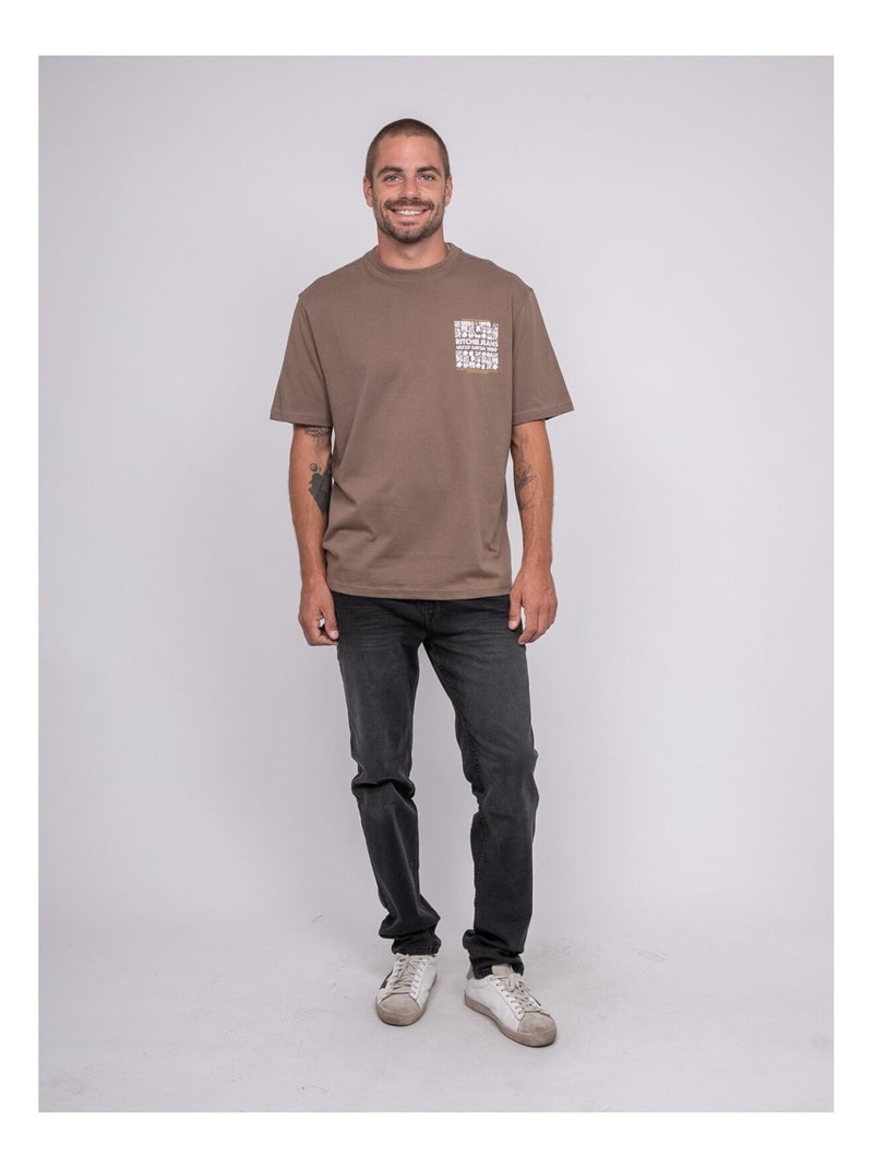 T-shirt pur coton à motif JARGNOL Marron - Kiabi