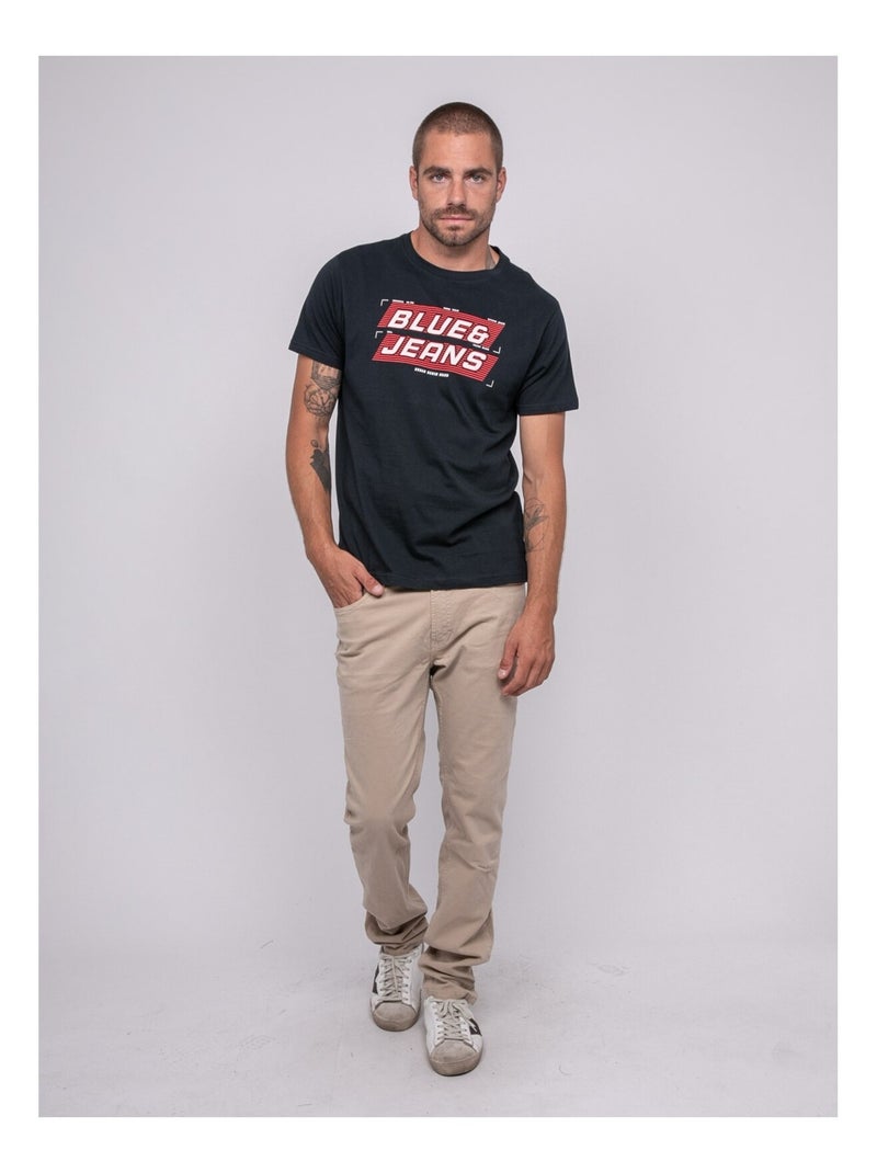 T-shirt pur coton à motif JORDIPAL Bleu marine - Kiabi