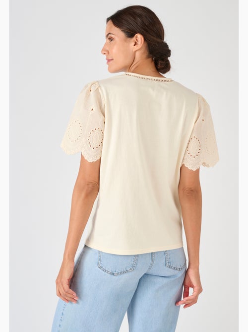 T-shirt pur coton manches brodées - Damart - Kiabi