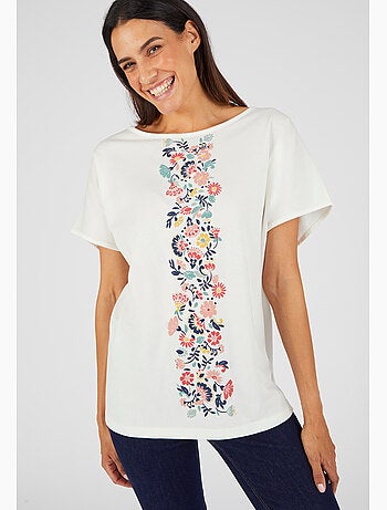 T-shirt pur coton motif reliéfé - Damart