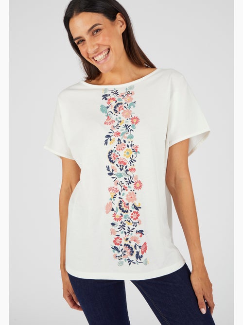 T-shirt pur coton motif reliéfé - Damart - Kiabi