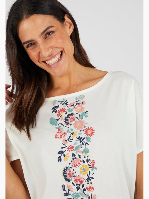T-shirt pur coton motif reliéfé - Damart - Kiabi