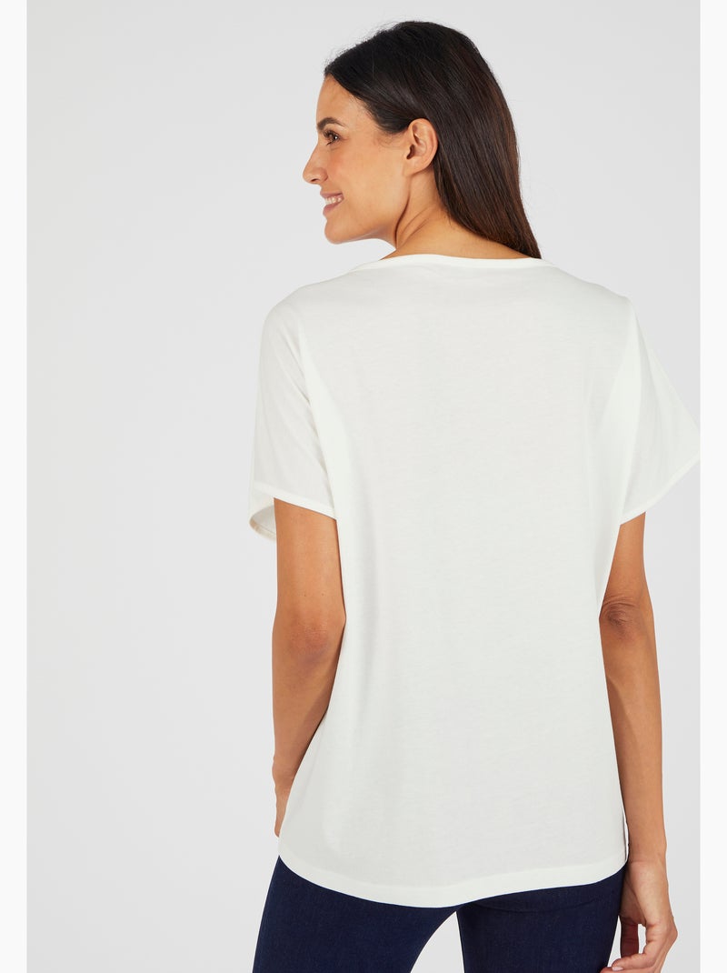 T-shirt pur coton motif reliéfé - Damart Blanc - Kiabi