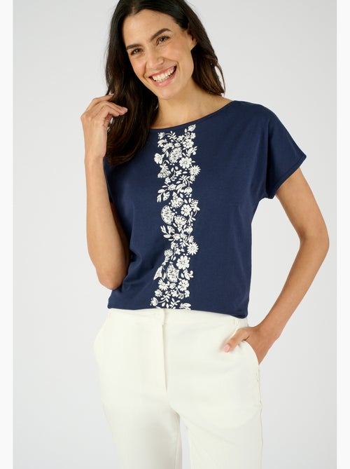 T-shirt pur coton motif reliéfé - Damart - Kiabi