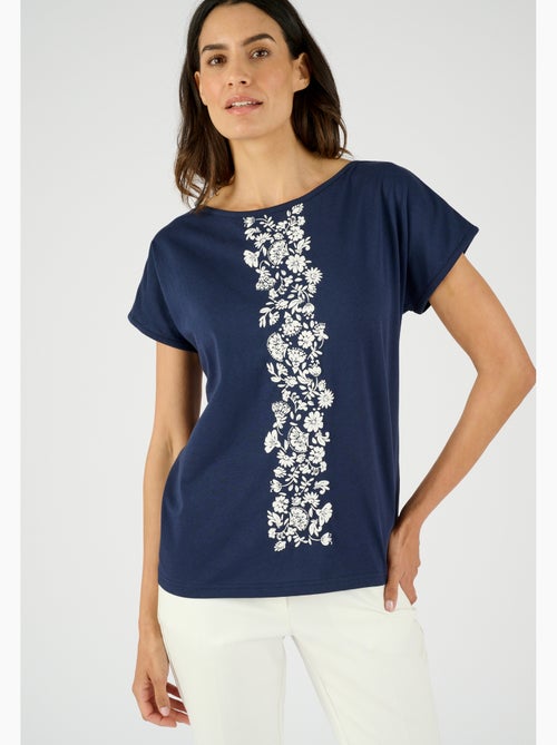 T-shirt pur coton motif reliéfé - Damart - Kiabi