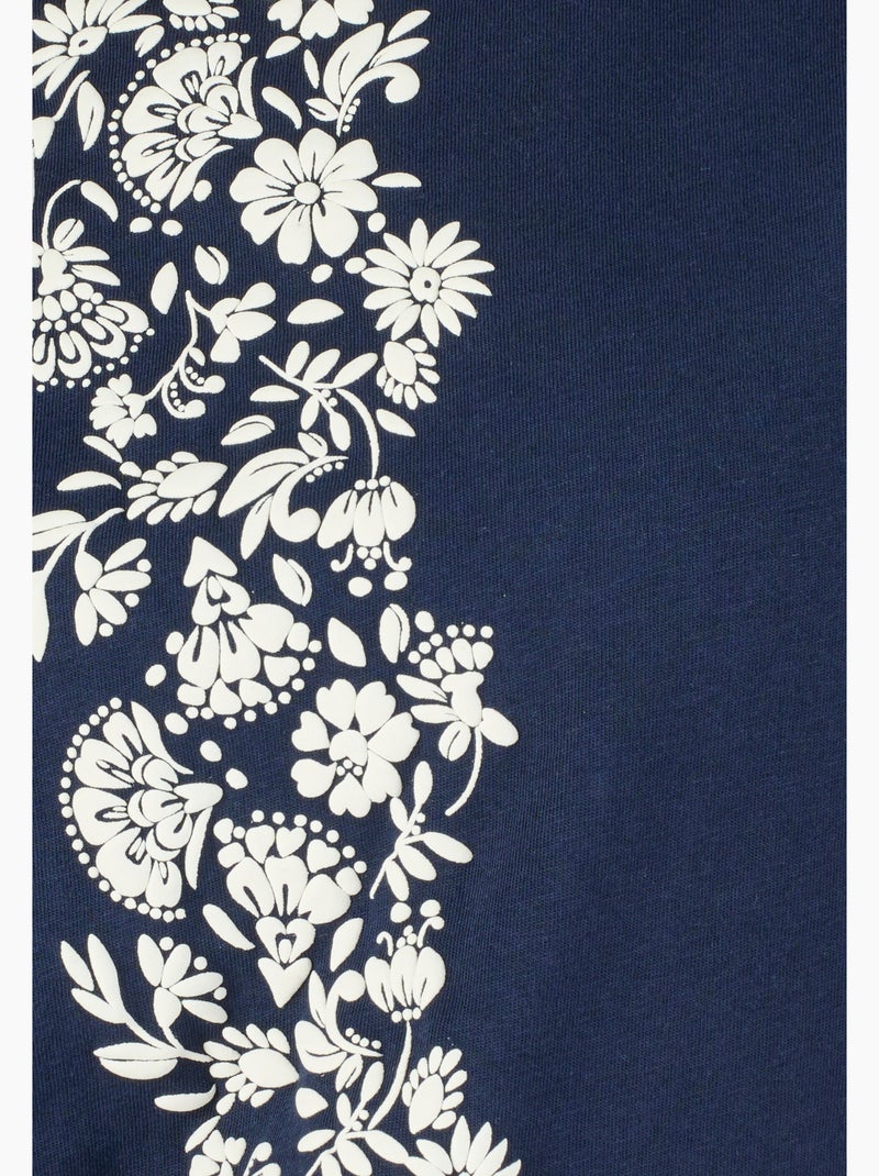 T-shirt pur coton motif reliéfé - Damart Bleu - Kiabi