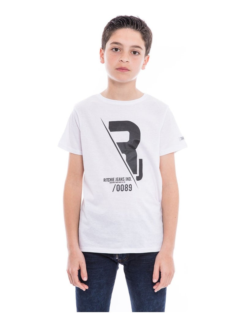 T-shirt pur coton organique NABAS BOY Blanc - Kiabi