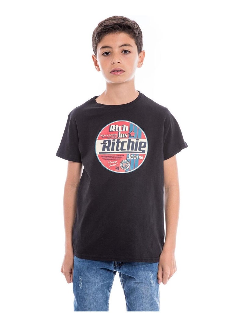 T-shirt pur coton organique NAGEL BOY Noir - Kiabi