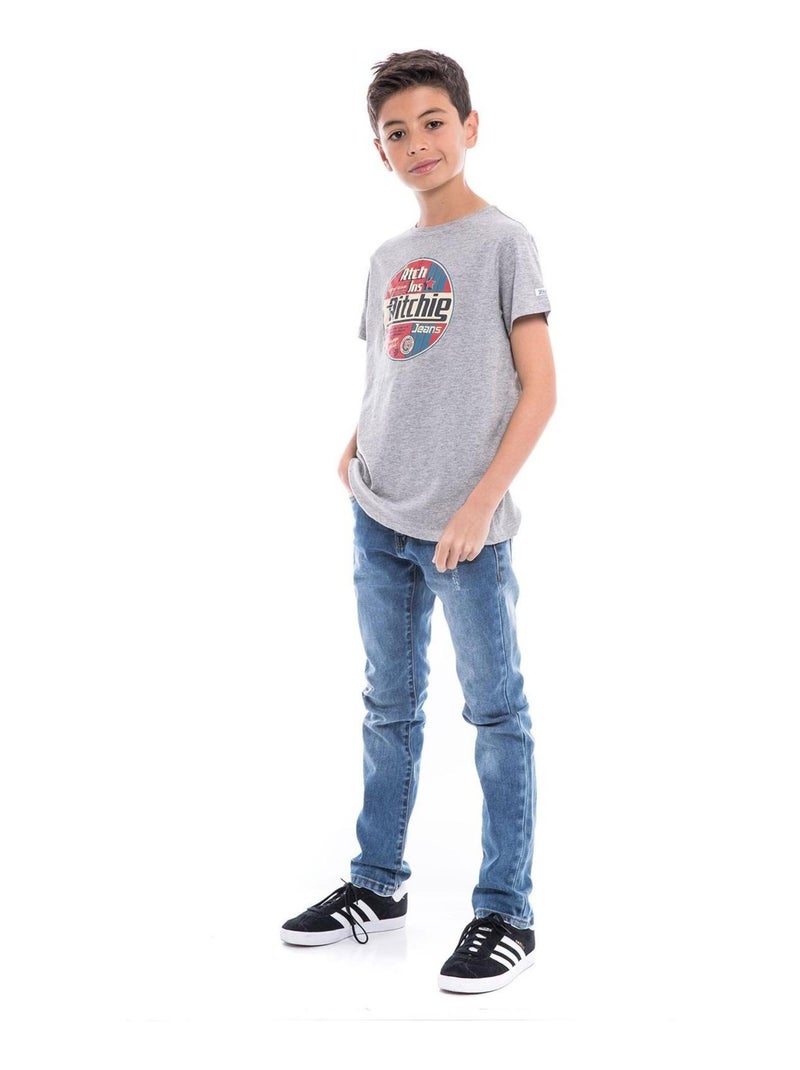 T-shirt pur coton organique NAGEL garçon Gris - Kiabi