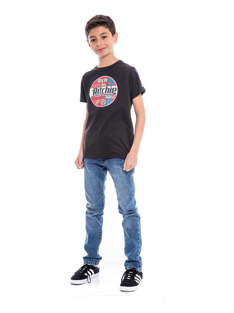 T-shirt pur coton organique NAGEL garçon Noir - Kiabi