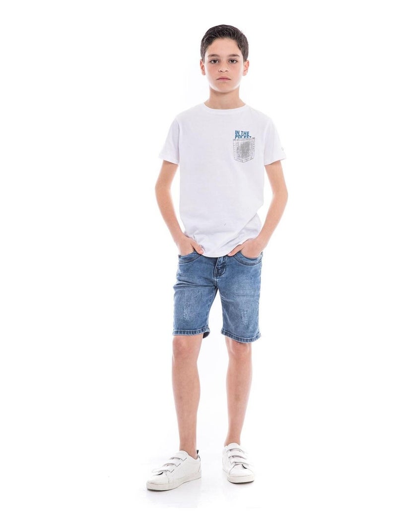 T-shirt pur coton organique NAMPTY garçon Blanc - Kiabi