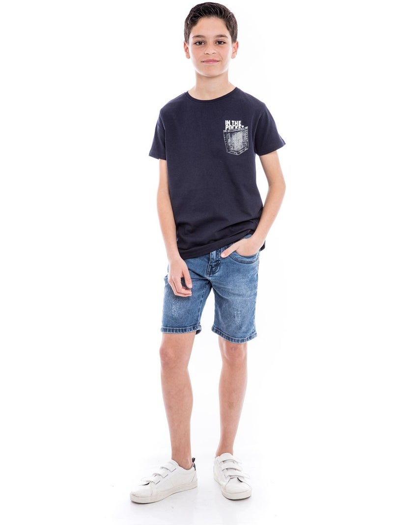 T-shirt pur coton organique NAMPTY garçon Bleu marine - Kiabi