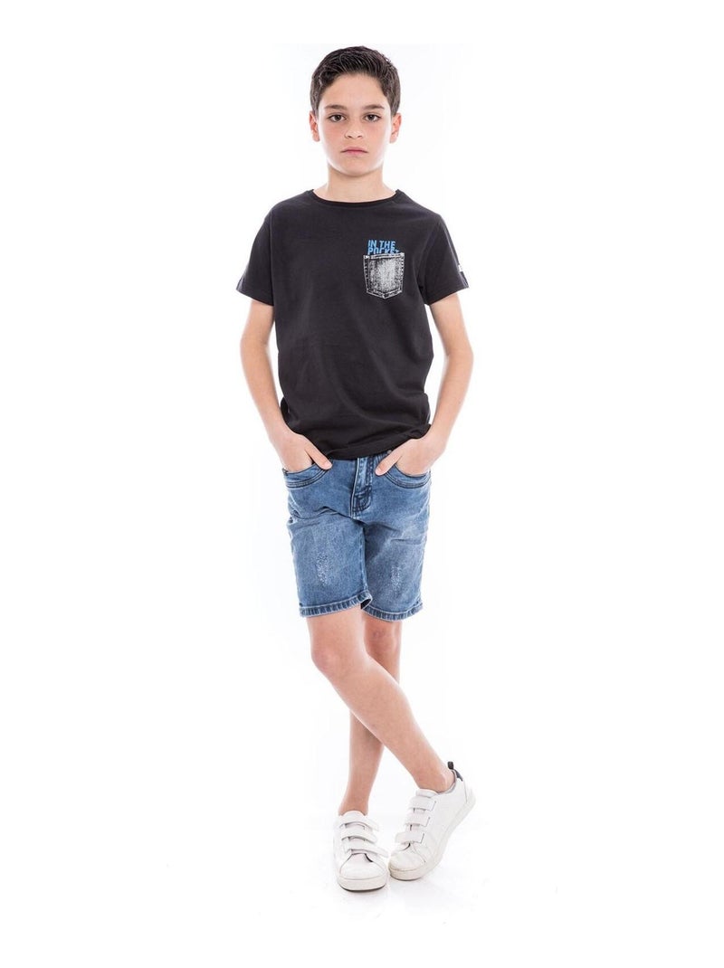 T-shirt pur coton organique NAMPTY garçon Noir - Kiabi