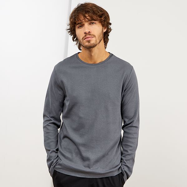 t shirt manche longue homme gris