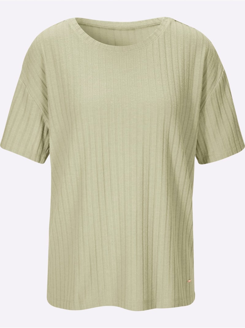 T-shirt Qualité Côtelée Confortable - Taille Standard - Witt Vert tilleul - Kiabi