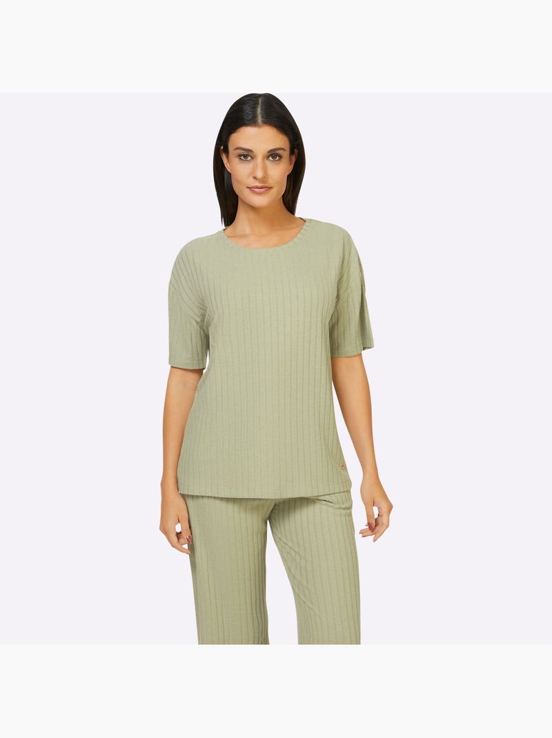 T-shirt Qualité Côtelée Confortable - Taille Standard - Witt Vert tilleul - Kiabi