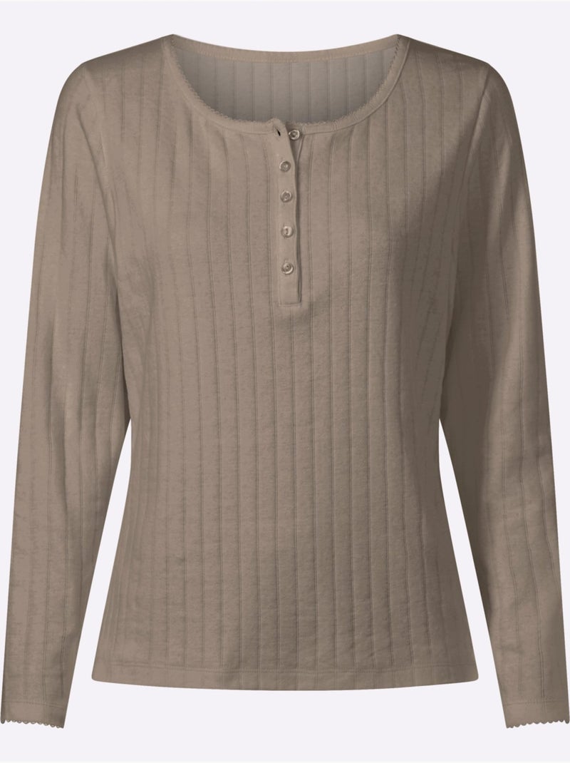 T-shirt Qualité Coton - Taille Standard - Helline Gris taupe - Kiabi
