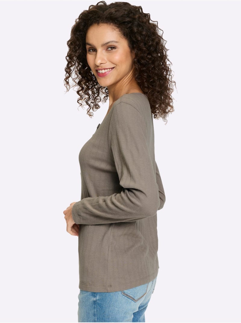 T-shirt Qualité Coton - Taille Standard - Helline Gris taupe - Kiabi