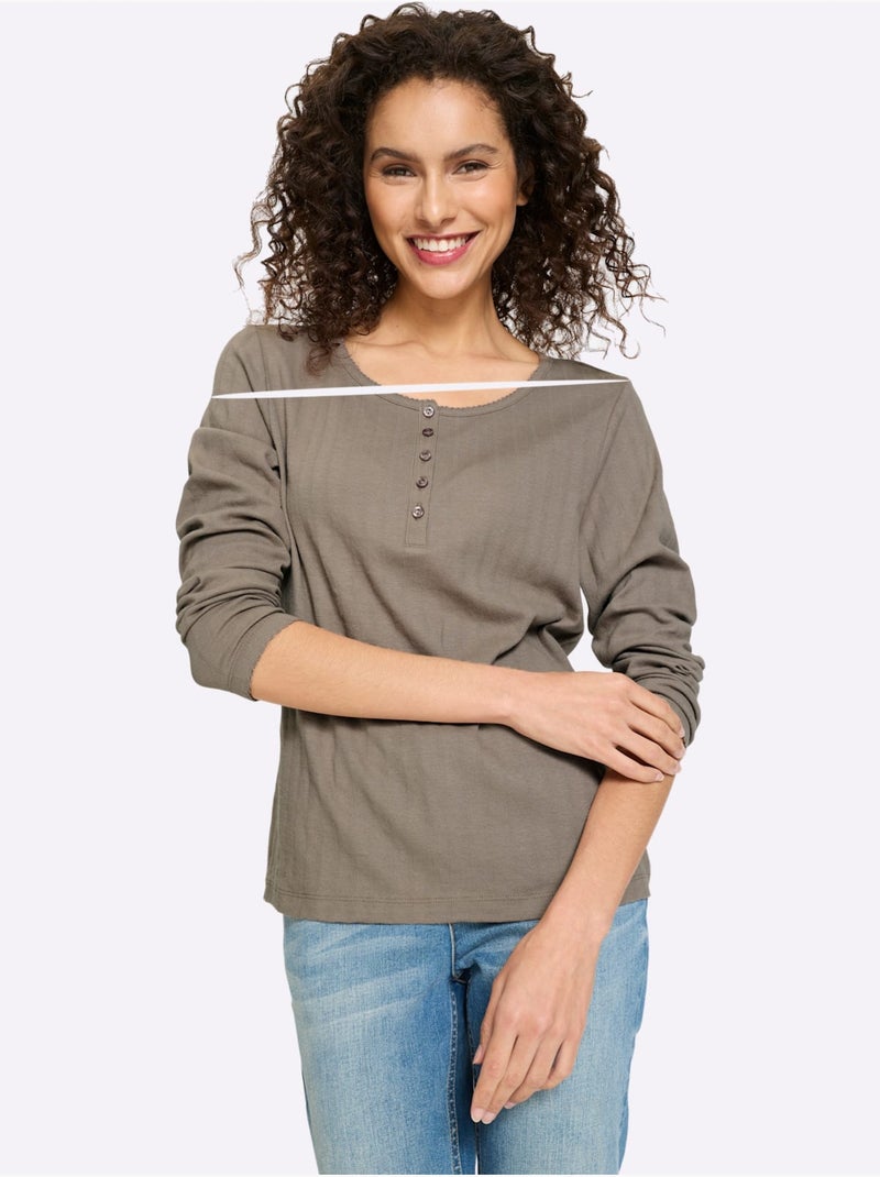 T-shirt Qualité Coton - Taille Standard - Helline Gris taupe - Kiabi