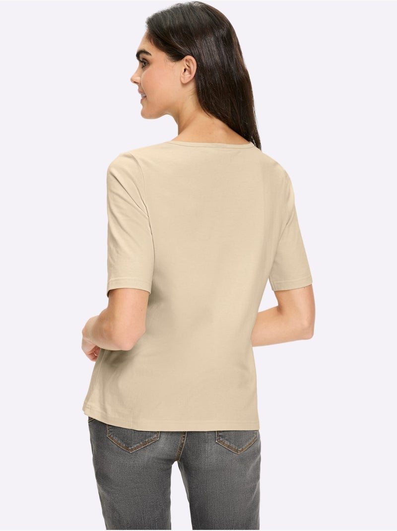 T-shirt Qualité Coton - Taille Standard - Helline Sable - Kiabi