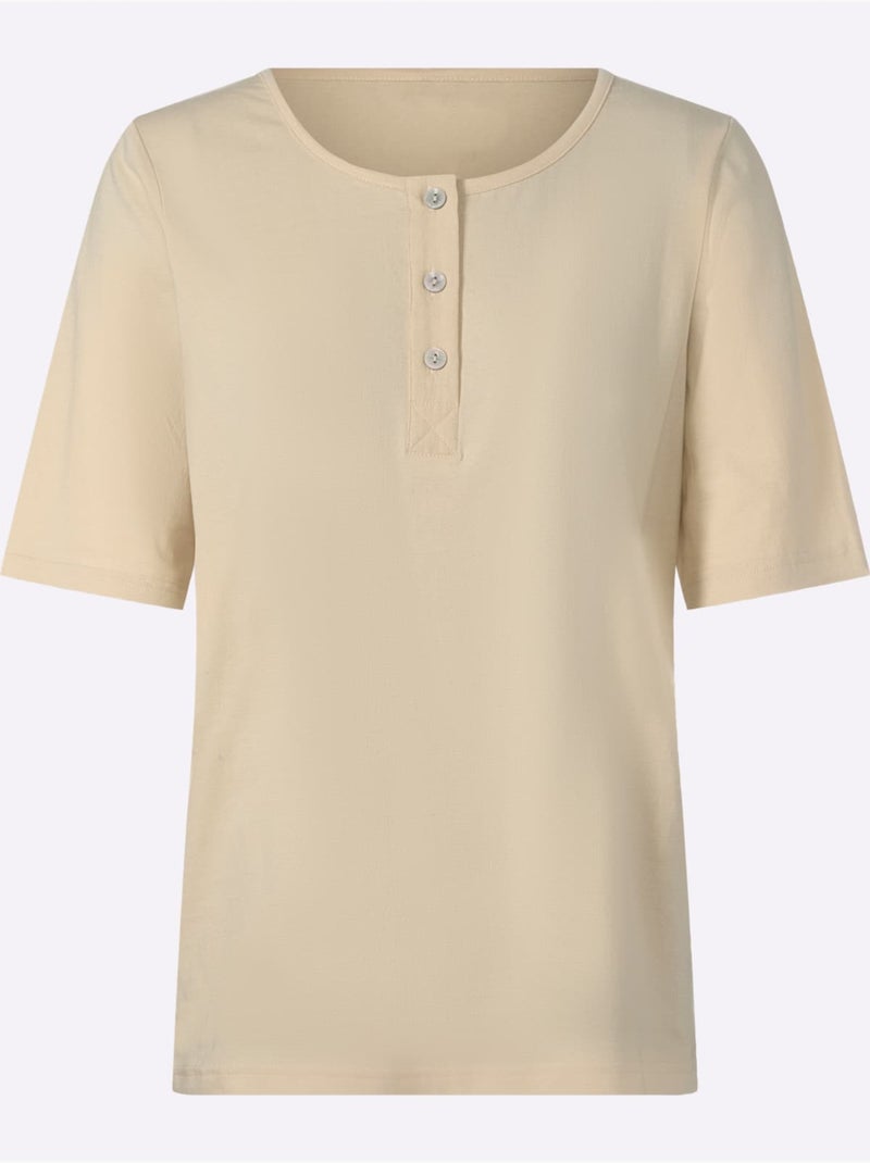 T-shirt Qualité Coton - Taille Standard - Helline Sable - Kiabi