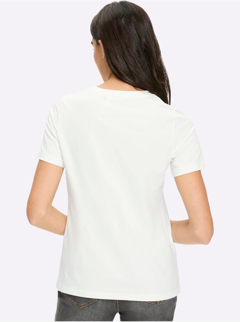 T-shirt Qualité Coton Doux Sur La Peau - Taille Standard - Helline Ecru - Kiabi